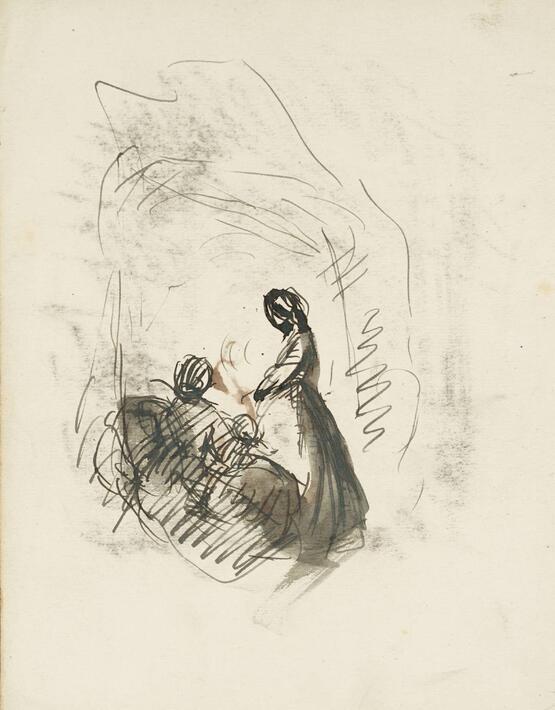 Nelly with Baby Hareton and Catherine Earnshaw (from Emily Brontë's Wuthering Heights) verso: similar composition (1899-1902)