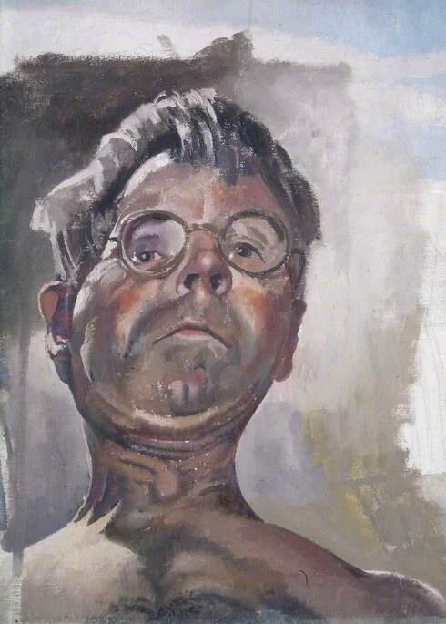 Self Portrait by Gaslight looking Downwards (before 1959)