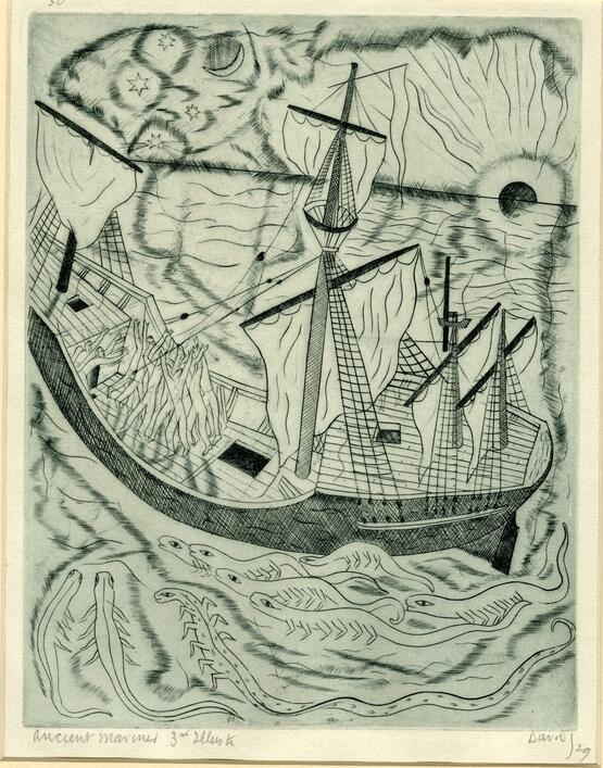 The death fires (Illustration to Coleridge's The Ancient Mariner series, plate 3) (1929)