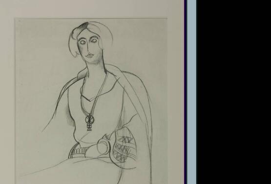 Portrait Sketch: Seated Woman Wearing Pendant (1923)