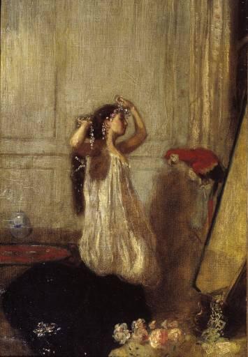 A Girl with a Parrot (circa 1895)
