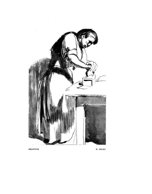 Woman ironing (circa 1913)