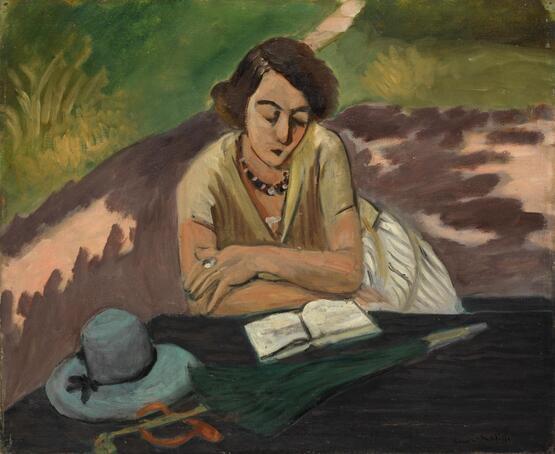 Reading Woman with Parasol (Liseuse à l'ombrelle; en plein air) (1921)